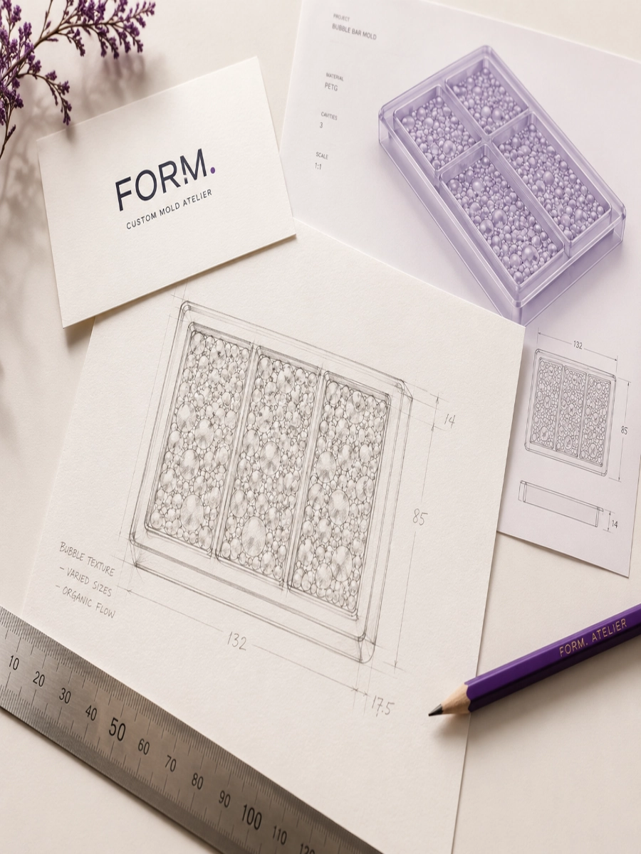 Client sketch and mold concept sheet for a custom FORM project